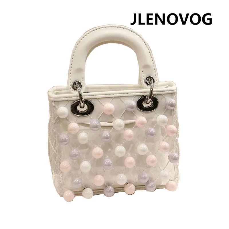 

Single shoulder diagonal portable soft handle outdoor travel spring new net red transparent beaded portable mother bag