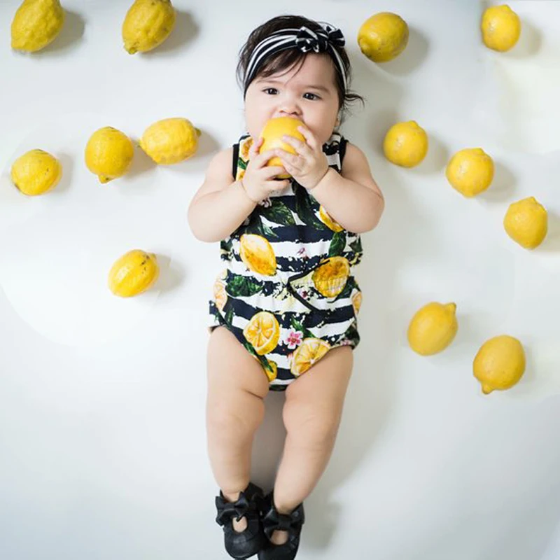 Newborn Toddler Baby Girls Fruit Lemon Bodysuit Romper Sunsuit+Sleeveless Lemon Dress Sister Matching Outfits Clothes 0-2Yrs