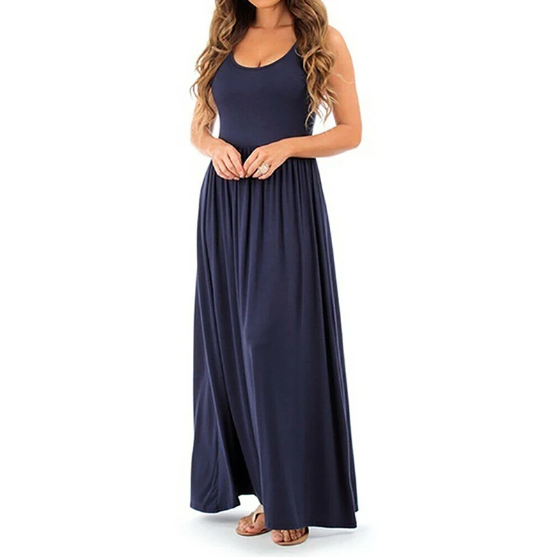 High Quality Summer Sundress Women's Dress Sexy Boho Sleeveless Vest Long Dresses Elegant Ladies Maxi Dress Party Robe Femme