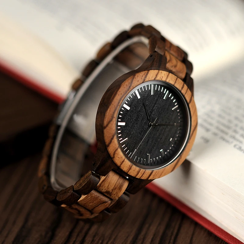 BOBO BIRD Mens Wooden Watches Band Japan Move' Quartz Wristwatch Ideal Gifts Watch for Men relogio masculino C-D30
