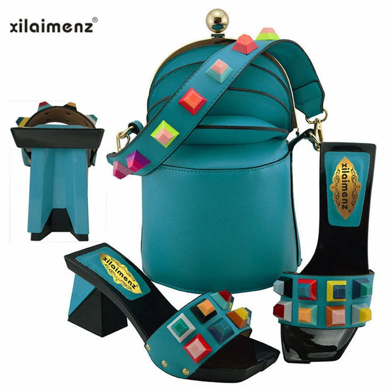 

2019 Spring Special Design Italian Ladies High Quality Shoes and Evening Bag to Match Peep Top Slipper for Wedding Party