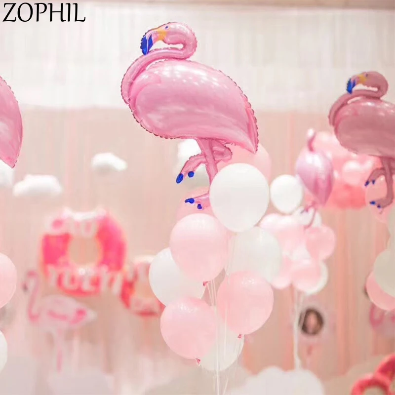 

ZOPHIL 7pcs Foli Flamingo 46x21cm Mini Balloon Birthday Decoration Kids Wedding Party Valentines Day Anniversary Supplies