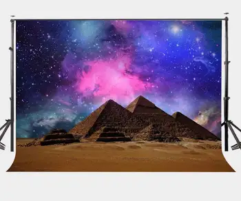 

150x220cm Egyptian Pyramids in the desert Backdrop Starry Stars Colorful Sky Night View Photography Background