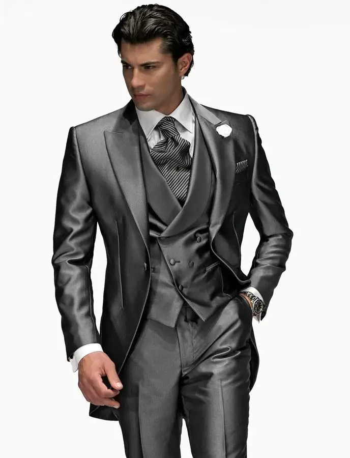 

Handsome Groomsmen Wool blend Groom Tuxedos Mens Wedding Dress Man Jacket Blazer Prom Dinner (Jacket+Pants+Tie+Vest) A07