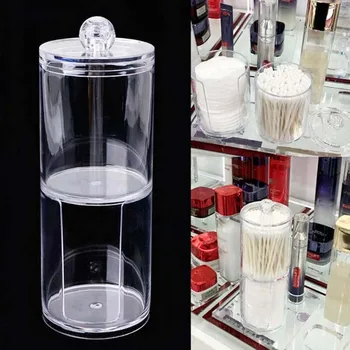 

Plastic Transparent Two-layer Sundries Container with Cover Cotton Swab Storage Boxes Cosmetic Jewelry Holder Candy Jars