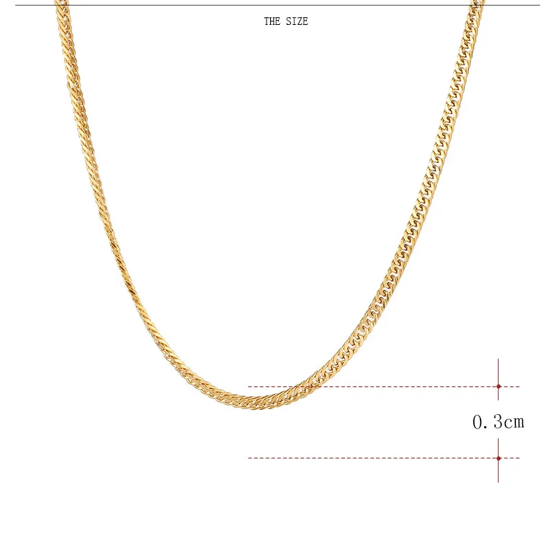 Ожерелья-цепочки из нержавеющей стали для мужчин и женщин, цвета: золотистый, серебристый, с подвеской, двухстороннее плетение, ювелирные изделия с потертостями A1293