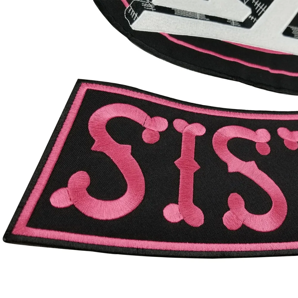 TWISTED SISTER Biker Motorcycle Rider Embroidered Iron On Back of Jacket Patch Black twill fabric DIY Eco-Friendly Free Shipping(4)