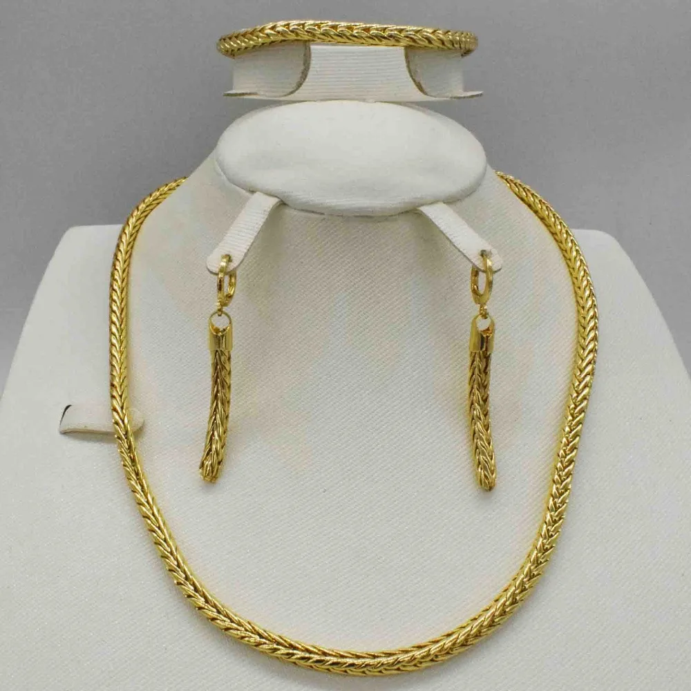 

2019 Fashion jewelry set African Nigeria Dubai gold-color African bead jewelry wedding jewelry set african beads jewelry sets