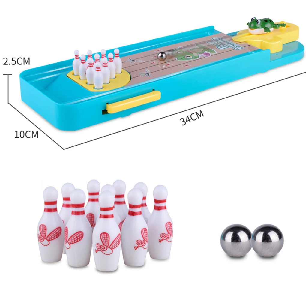  Indoor Mini Desktop Bowling Game Mini Finger Catapult Frog Bowling Table Launch Pad Game Launcher T