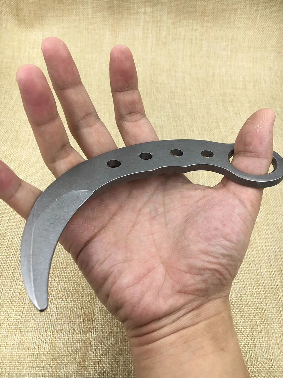 Открытый нож Karambit, тренировочные ножи, безопасный нож без края, тусклый нож из нержавеющей стали, нож с фиксированным лезвием