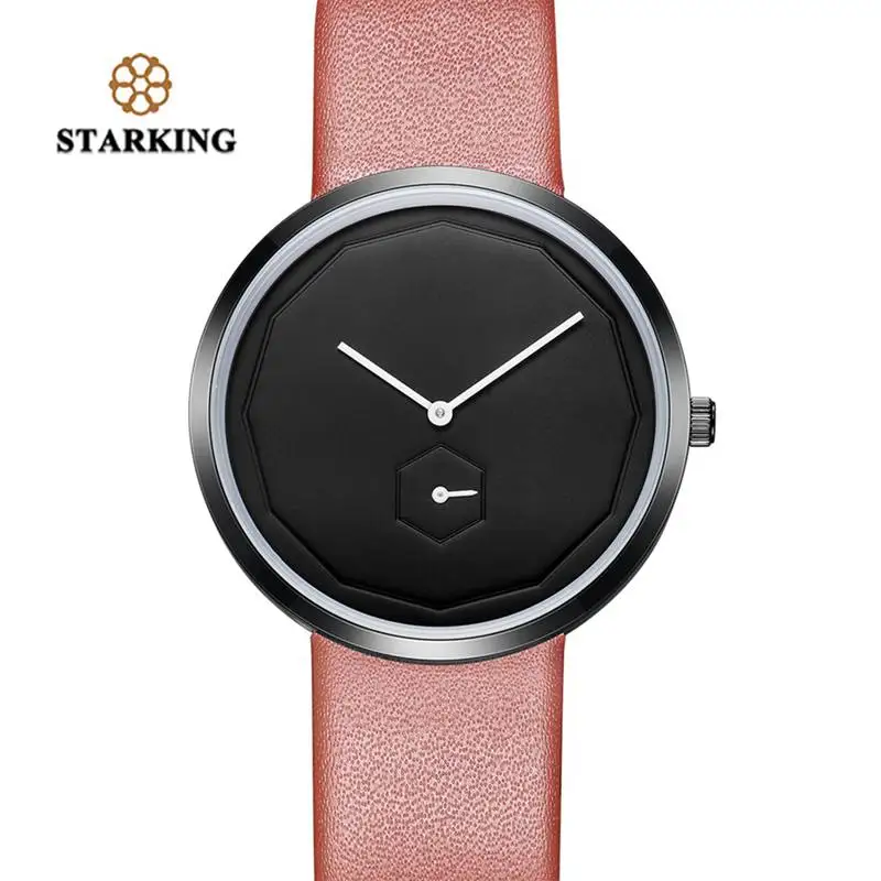 

STARKING Brand Women Watch 3ATM Waterproof Genuine Leather Clock Male Quartz Fashion Minimalist Design Watch Men's Wristwatches