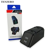 TENZERO Stand Double Handle Wireless Charger LED USB Charging Dock Station Stand For Playstation 4 Controller PS4 Slim Gamepad  