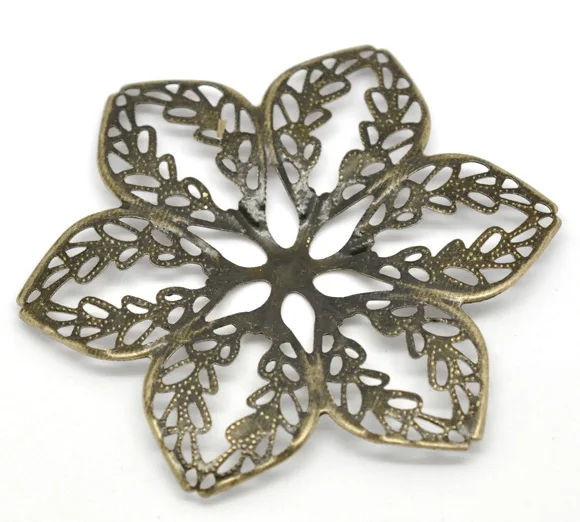 

DoreenBeads Alloy Beads Caps Flower Antique Bronze Flower Hollow Pattern 6.4cm(2 4/8") x 5.6cm(2 2/8"), 4 PCs 2015 new