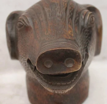 

5"Chinese Fengshui Bronze Lucky Zodiac Year Pig head Statue sculpture