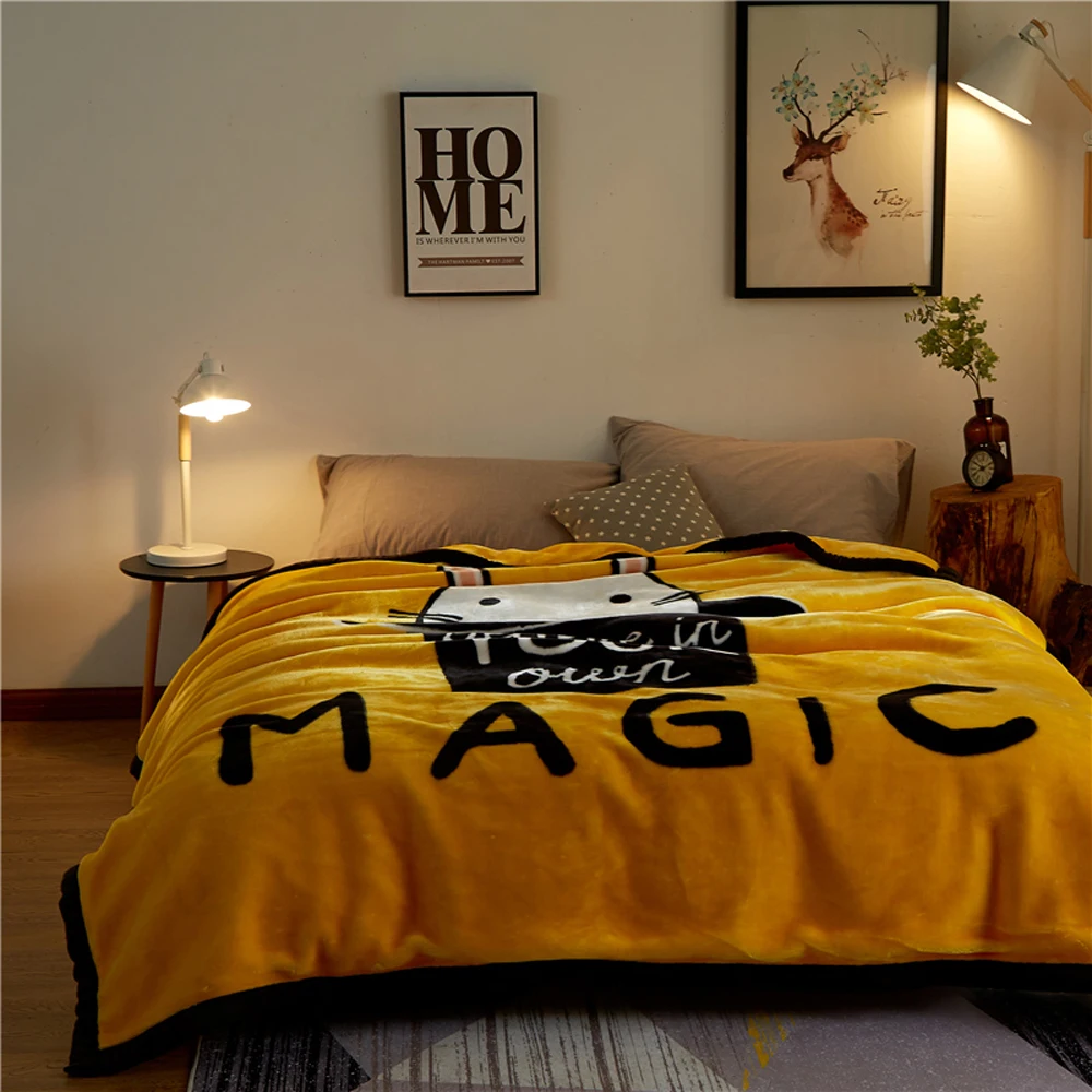 

Papa&Mima Magic rabbit Print Thick warm Throw Blankets Raschel Fabric Plaids multisize Bedsheet multifunctional bedspread
