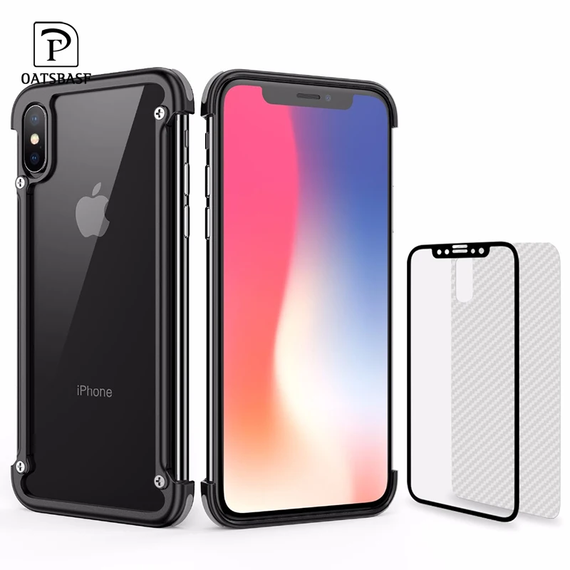 

OATSBASF Airbag Metal Case For iPhone X Case Personality Airbag Shell for iPhone 8/8 Plus Metal Bumper Cover Case For iPhone 7