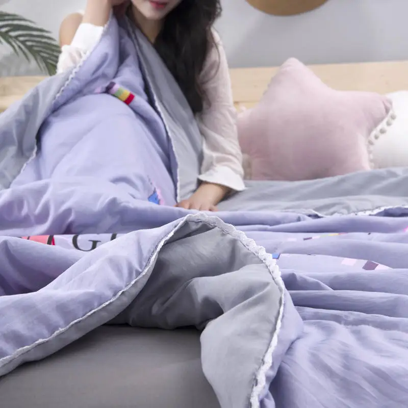 Leaf Pattern Soft Skin-friendly Summer Duvet Washed Cotton Thin Quilt Children Adults Duvet Pillowcase Wholesale(200x230cm