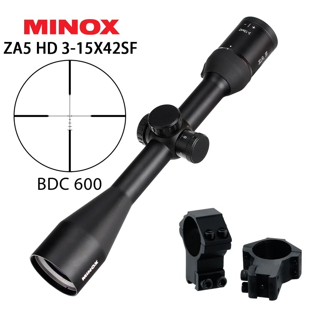 Охотничий MINOX ZA 5 HD 3-15x42 SF BDC 600 визировочные оптические прицелы Боковая регулировка параллакса длинный рельеф глаз тактический оптический прицел - Цвет: with Dovetail Rings