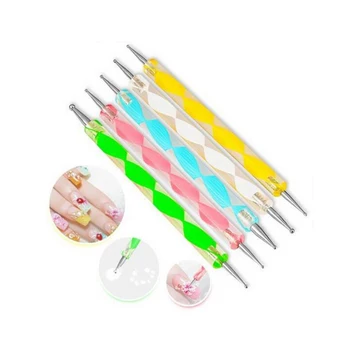 

5 PCS/Set Polka Dot Metal Handle Nail Art Liner Brush Set Wide Line Flower Grid Image DIY Drawing Painting Brushes Pen Kit