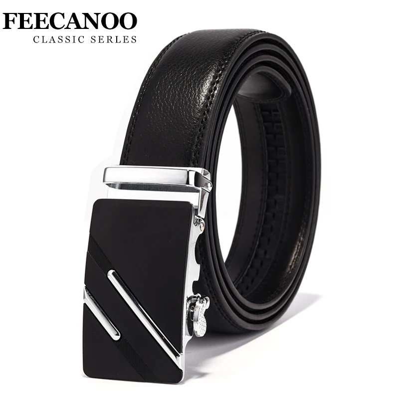 FEECANOO Designer Leather Strap Male Belt Automatic Buckle Belts For