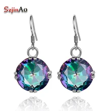 Szjinao, ручная работа,, серебро 925, таинственная Радуга, топаз, камни для женщин, свадебные серьги, хорошее ювелирное изделие