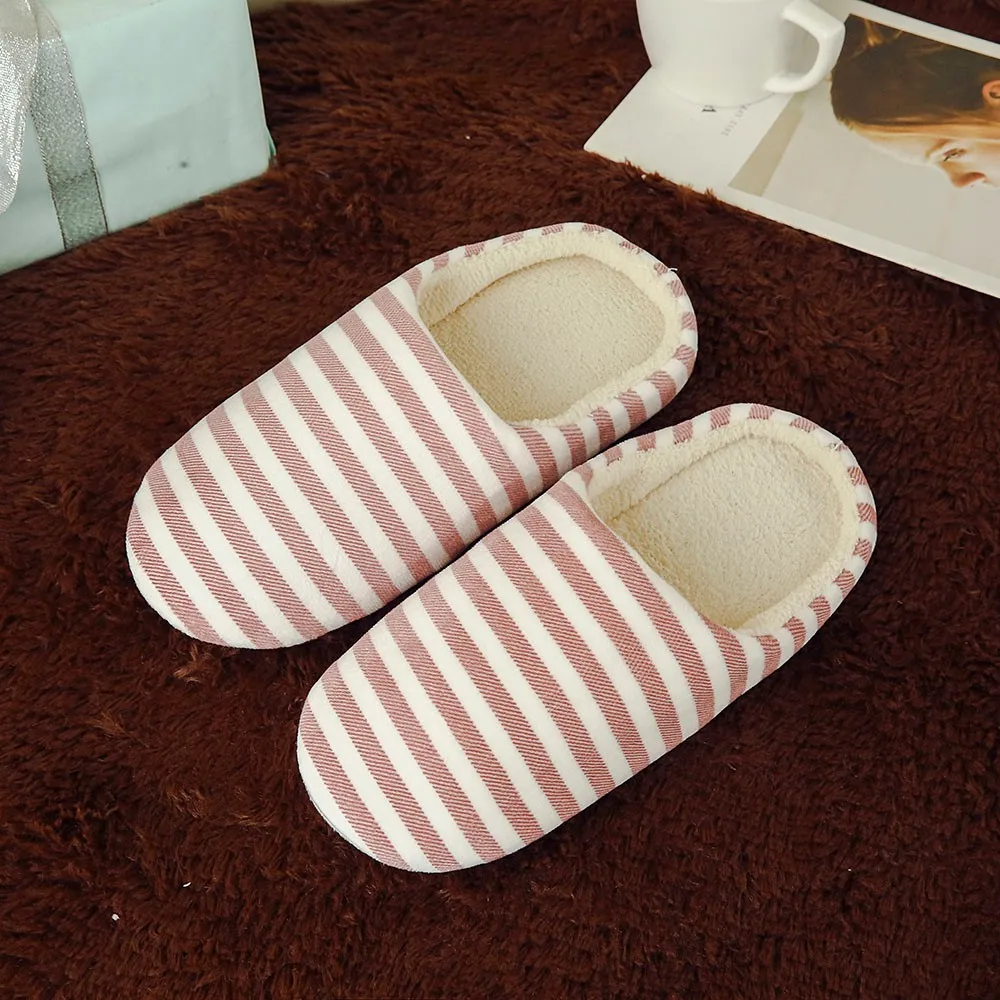 Sleeper#501 NEW Women Men Warm Striped Slipper Indoors Anti-slip Winter House Shoes casual home ladies hot Free Shipping