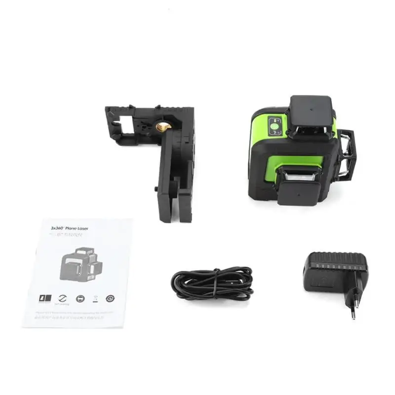 

12 Lines 360 Degree Waterproof and Anti-drop Green 3D Laser Level EU Plug 220V Automatic leveling Laser Level with Battery New