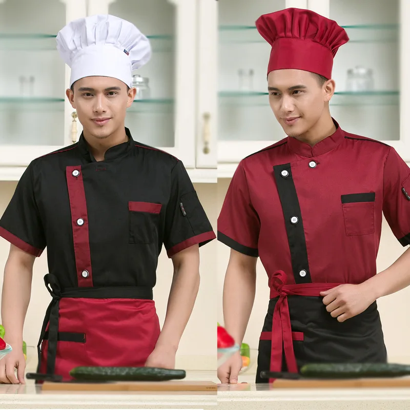 Buy Summer black chef clothes half sleeve hotel chefs