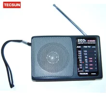 TECSUN R-203T FM/MW/tv звук радио приемник портативный мини карманный размер высокая чувствительность FM радио горит в динамике R203T