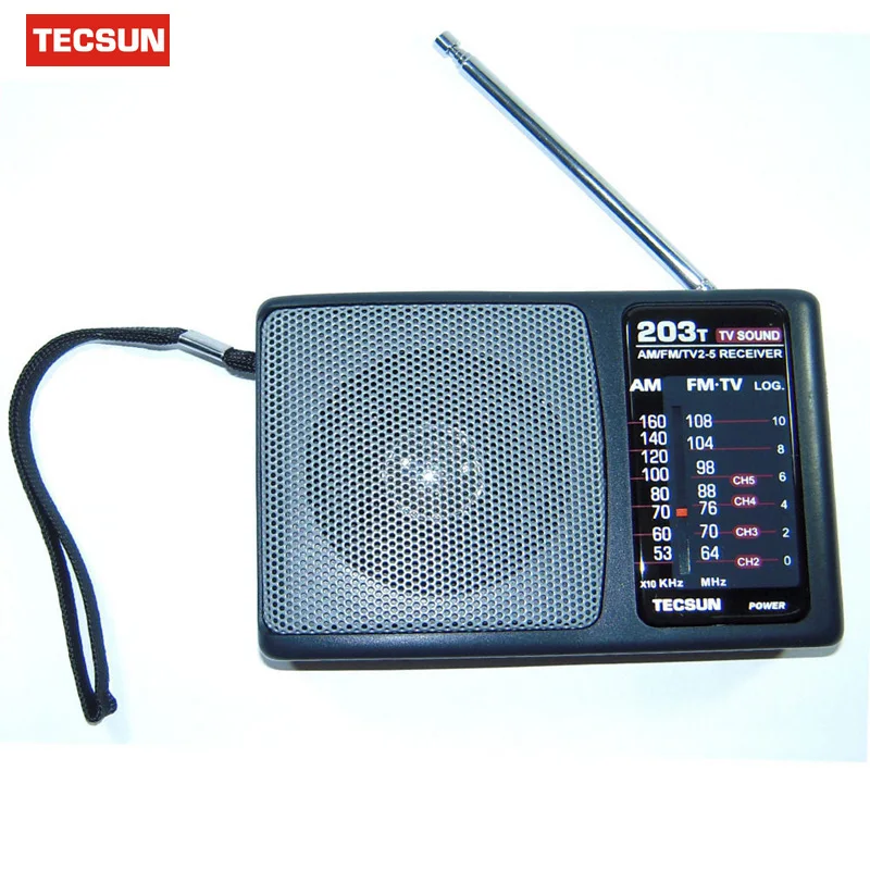 Original TECSUN R 203T FM/MW/TV Sound Radio Receiver Portable Mini