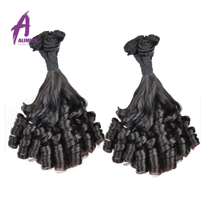 Alimice Indian Curly Human Hair 3 Bundles Deals Up Straight Down Curl Hair Human Hair Extensions 12-30 inch Remy Hair Weaves  (5) - 