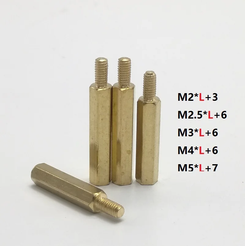 5/10/20/50pcs Brass M2 M2.5 M3 M4 M5 Copper Hex Standoff Hexagon Pillar M-F Male-Female Female Spacer for PCB Board Motherboard - Цвет: Male-Female