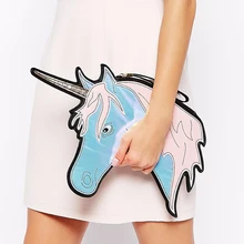 Модный бренд, уникальный дизайн, лазер, милый единорог, Алмазная форма, конверт, посылка, клатч, сумки, кошелек, кошелек