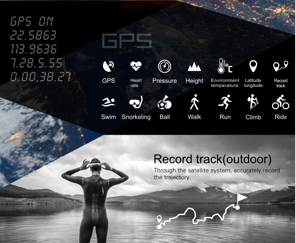 US $109.99 Professional GPS Smart Watch Women Man Support Heart Rate Intelligent Snorkeling Run Ball Swimming Diving Cycling Speed Watch