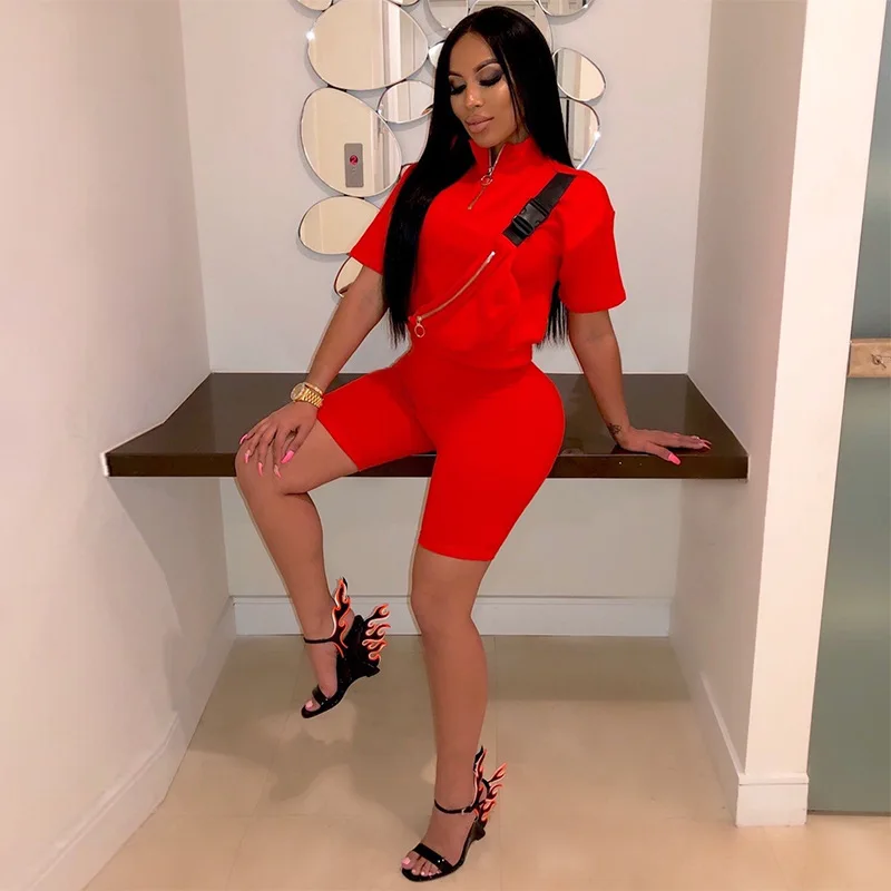 ABASONA Sexy Zip Pocket Shirt Tops Tees and Knee Length Pants Bodycon Suits Two Piece Set Casual Tracksuit Outfits Plus Size ABASONA Sexy Zip Pocket Shirt Tops Tees and Knee Length Pants Bodycon Suits Two Piece Set Casual Tracksuit Outfits Plus Size