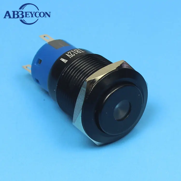 1962F Momentary 19MM SPDT SPST high flush dot led switch black push