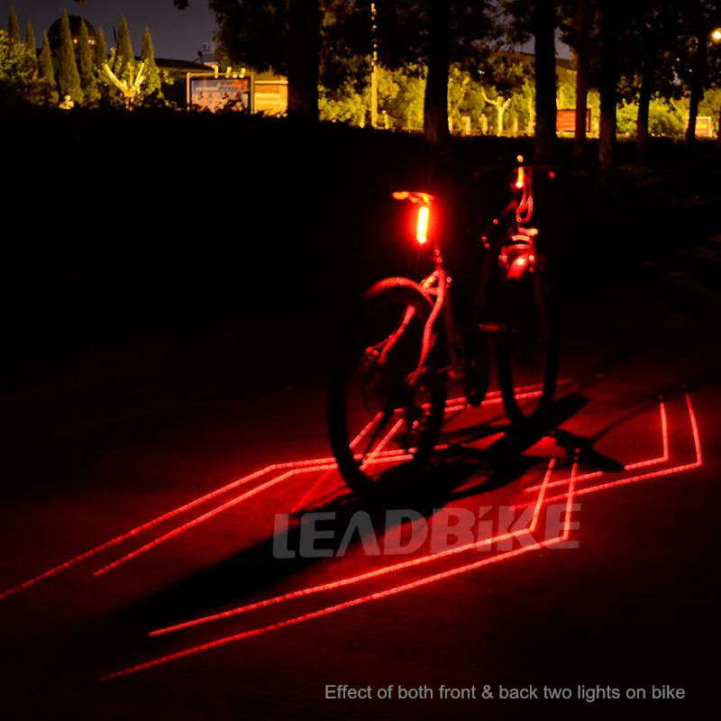 Лазерный велосипедный задний светильник Leadbike, супер яркий USB аккумулятор, перезаряжаемый водонепроницаемый велосипедный задний фонарь, Ночной светильник, аксессуары для езды - Цвет: 2pcs-2nd half price