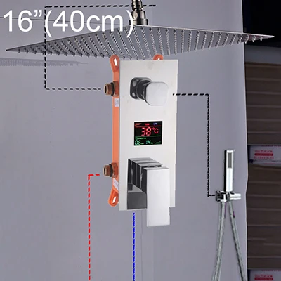 ЖК-дисплей с цифровым дисплеем, смеситель для душа для ванной комнаты, потолочный 1" светодиодный душевой кран со встроенным корпусом, картриджный клапан - Цвет: 2 Way Stainless