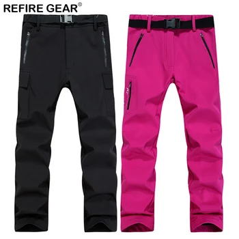 

Refire Gear Men Women Fleece Soft Shell Pants Waterproof Windproof Thick Warm Trousers Fishing Camping Hiking Skiing Pants Fall