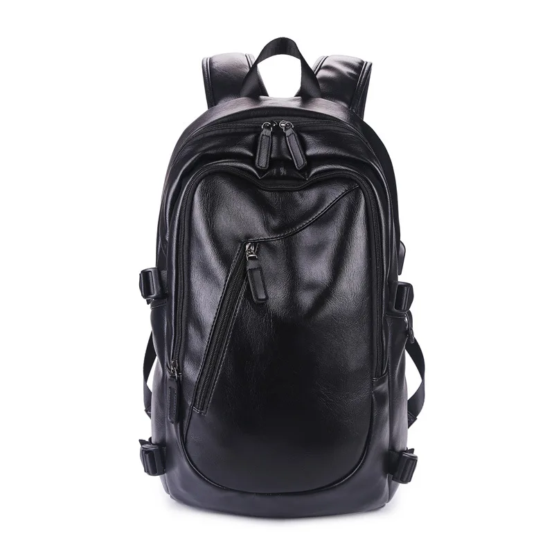 

New men's Korean casual fashion travel out the shoulder bag PU leather large capacity backpack student bag