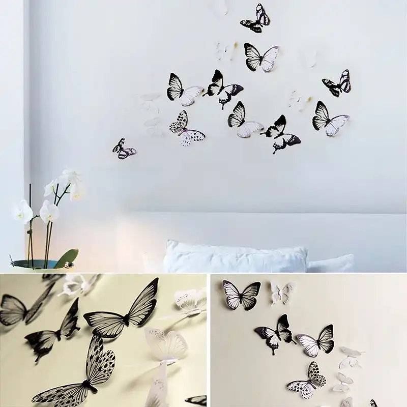 Color Pvc Decorative Butterfly Wall Sticker Stereo 18pcs Diy Art