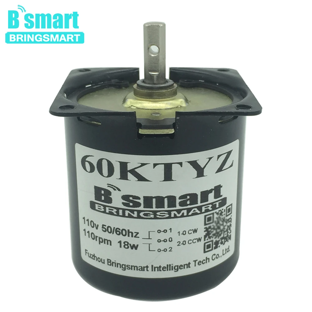 Bringsmart 60KTYZ 220V AC микро-мотор-редуктор 2,5 об/мин-110 об/мин постоянный магнитный двигатель 110 в 14 Вт низкая скорость AC синхронный двигатель