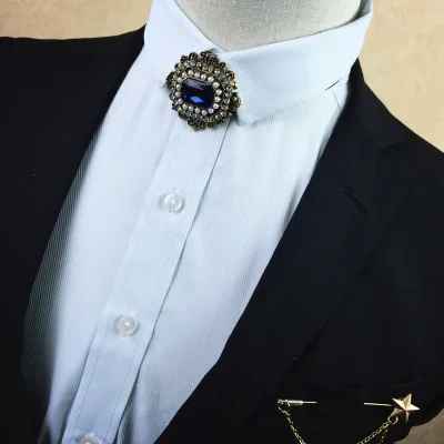 Новая мода Корейский мужской алмаз металлический галстук жениха свадебное платье воротник эксклюзивный галстук звезда брошь набор - Цвет: 10