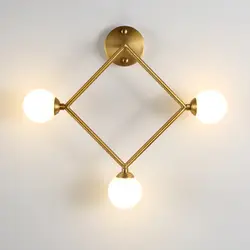 Современный настенный светильник медь Личность дизайнер Гостиная фоне стены три Золотой стеклянный шар лестничные светильники