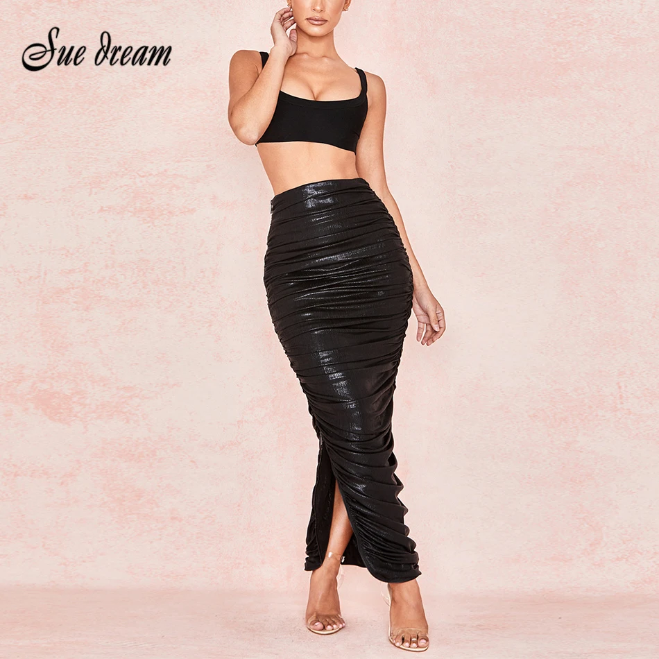 

2019 summer new 2 two-piece black dress elegante female sexy square collar spaghetti Vestido sexy club pleated dress