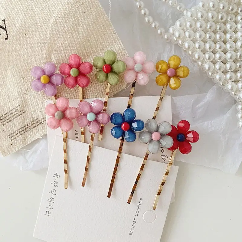 

1PCS Fashion Korea Colorful Acrylic Flower Hairpins For Women Girls Hair Accessories Resin Hair Clips Barrettes Jewelry Gift