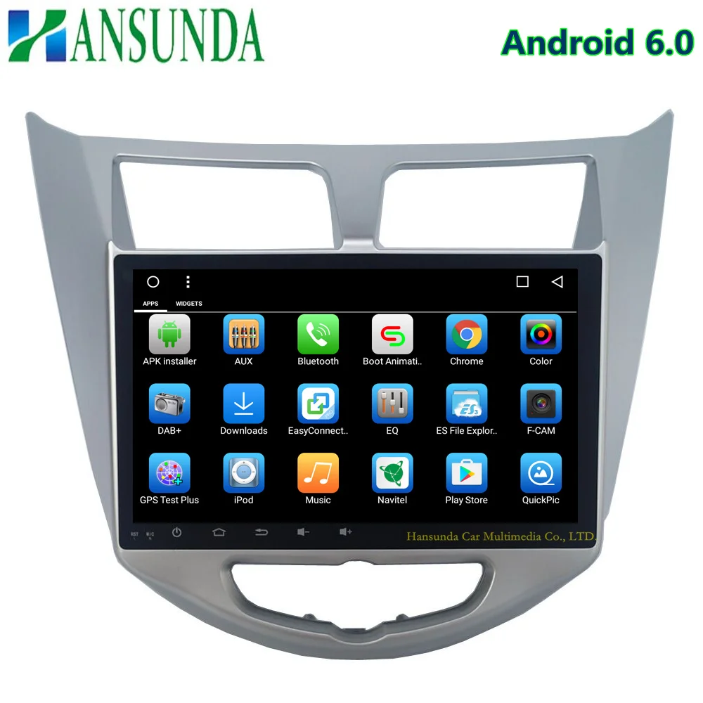 Perfect Android 6.0 HD 1024 X 600 Capacitive screen Car DVD For Hyundai Solaris /Accent  Verna with 3G 4G WIFI GPS free map mirror link 1