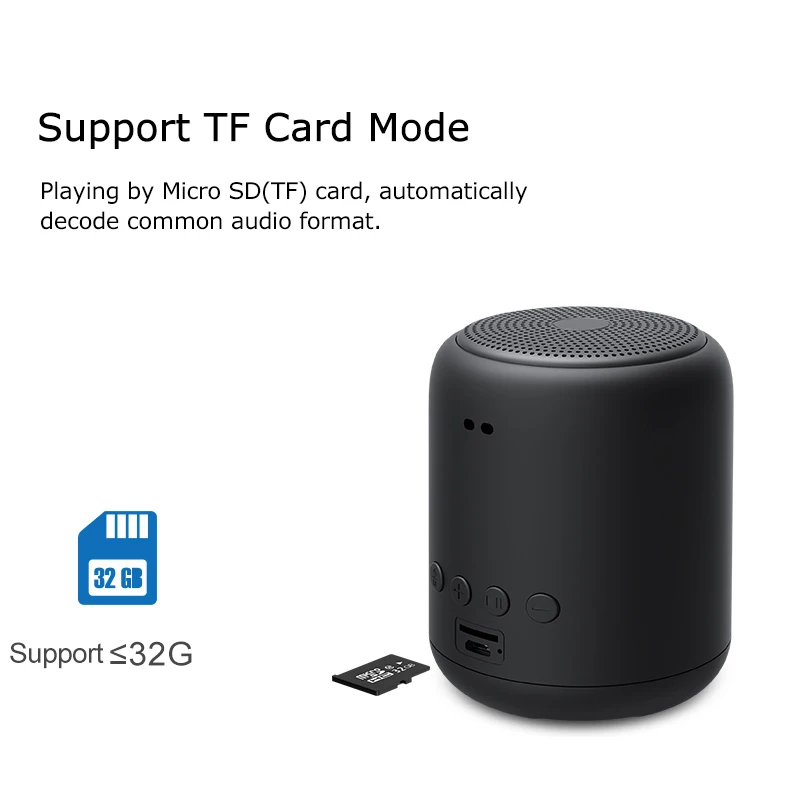 Мини Размер Водонепроницаемый портативный Bluetooth динамик Hi Fi бас громкий TF карта