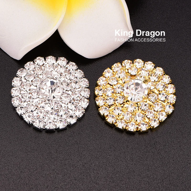 

Crystal Rhinestone Button Used On Invitation Card 25MM 100pcs/lot Silver Tone Or Gold Flat Back KD35