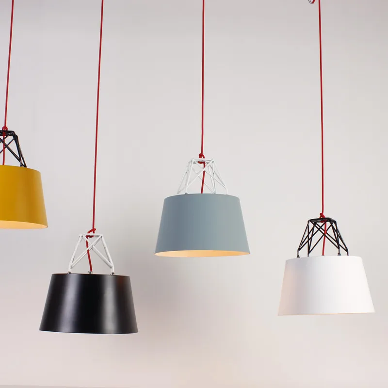 

Nordic Modern Creative LED Pendant Light Colorful Iron Geometry Hanglamp Fixtures For Home Lighting Bar Cafe Lamparas Colgantes